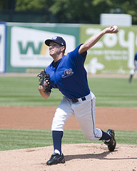 Adam Wilk pitches for the Whitecaps. cr Wendy Smith